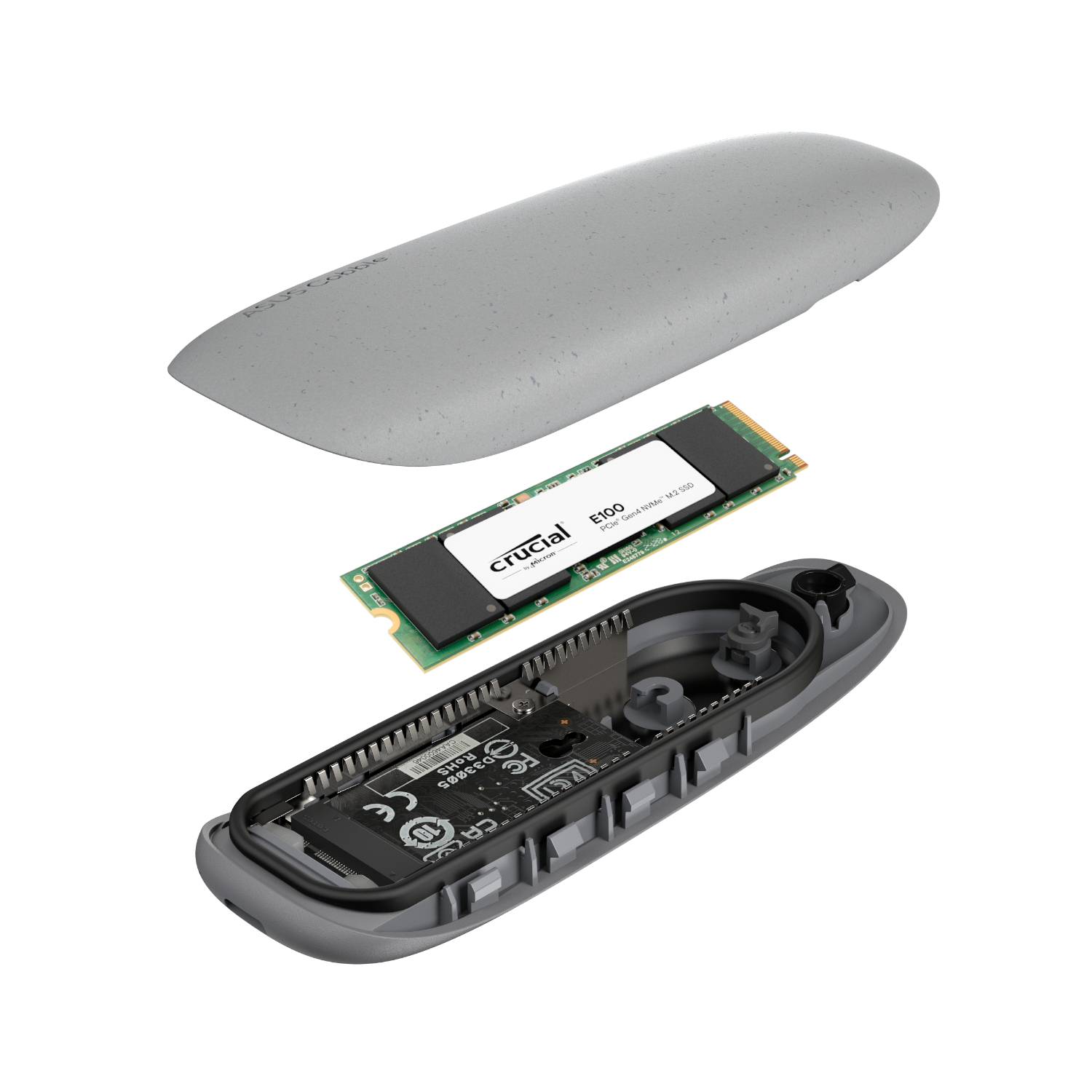 Asus Cobble M.2 SSD Type-C Enclosure and Crucial E100 480GB NVMe Bundle - Grey - Image 5