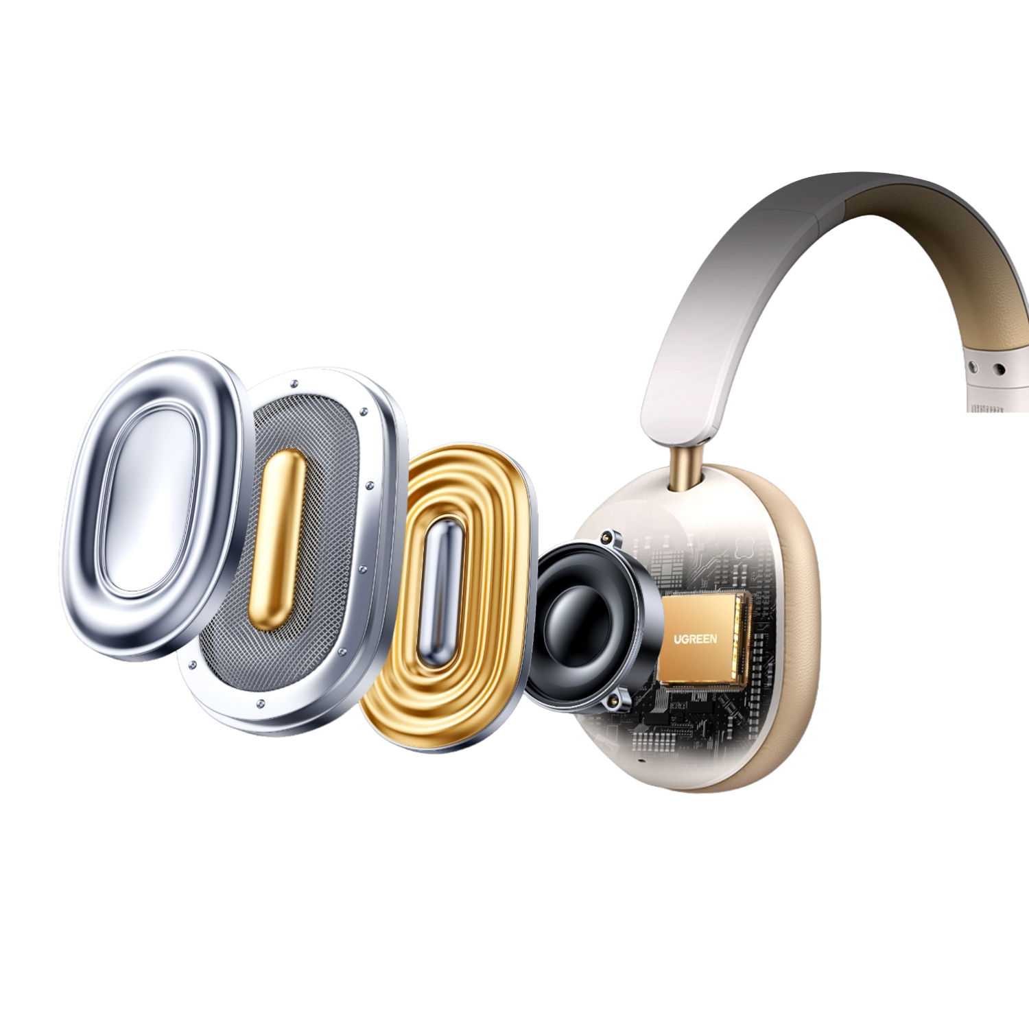 UGreen HiTune Max 5C Hybrid ANC Headphones–White - Image 3