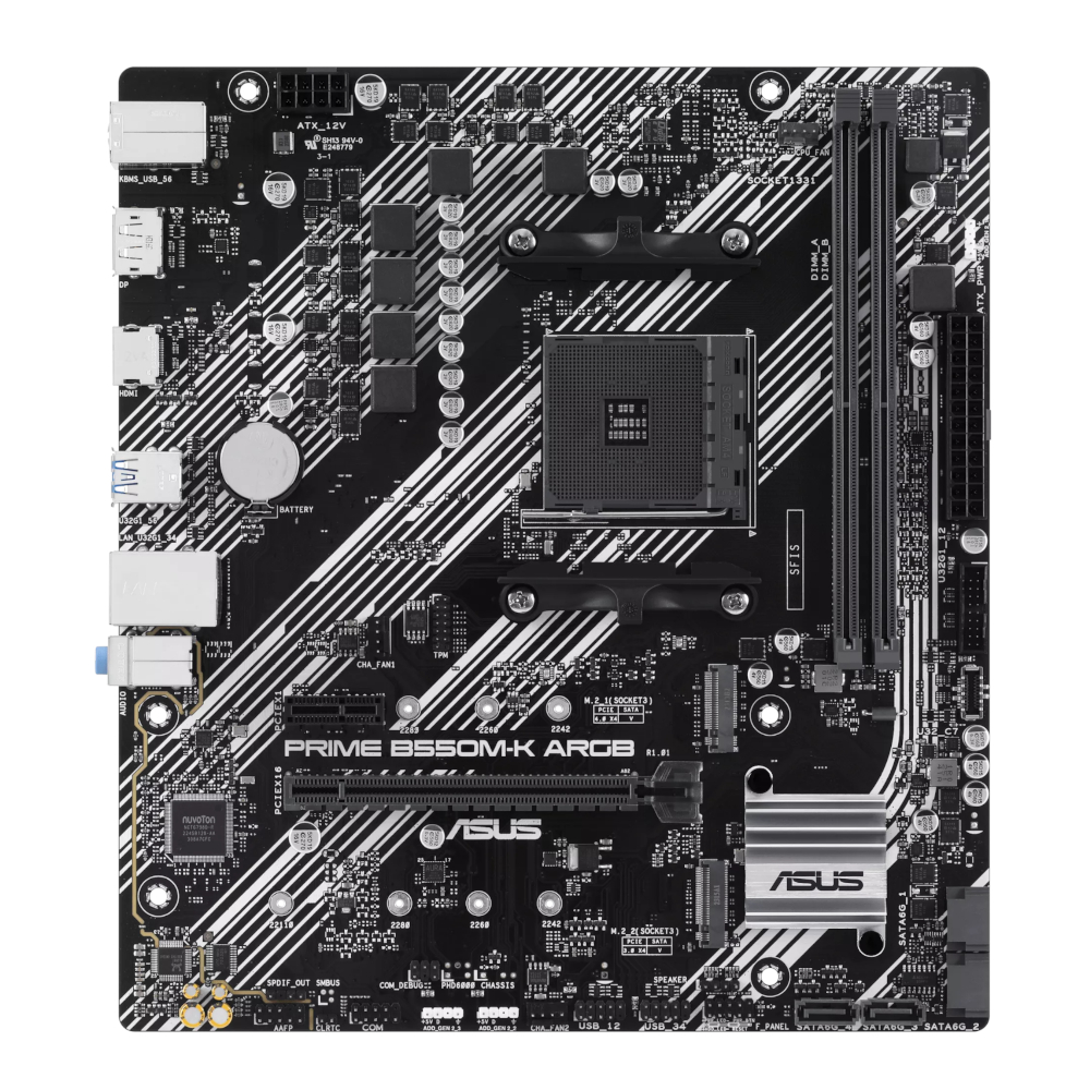 Asus PRIME B550M-K ARGB AM4 M-ATX Motherboard - Image 2