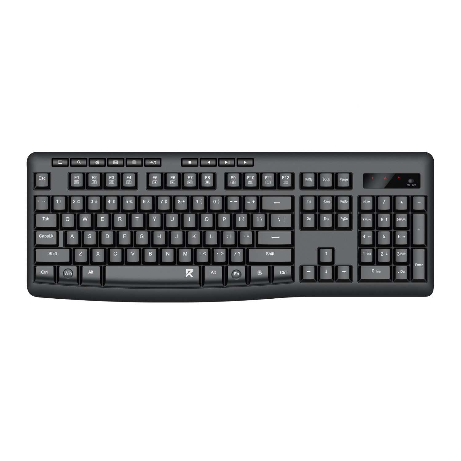 Redragon BK-7367 Full-size Ergonomic Wireless Membrane Office Keyboard - Black