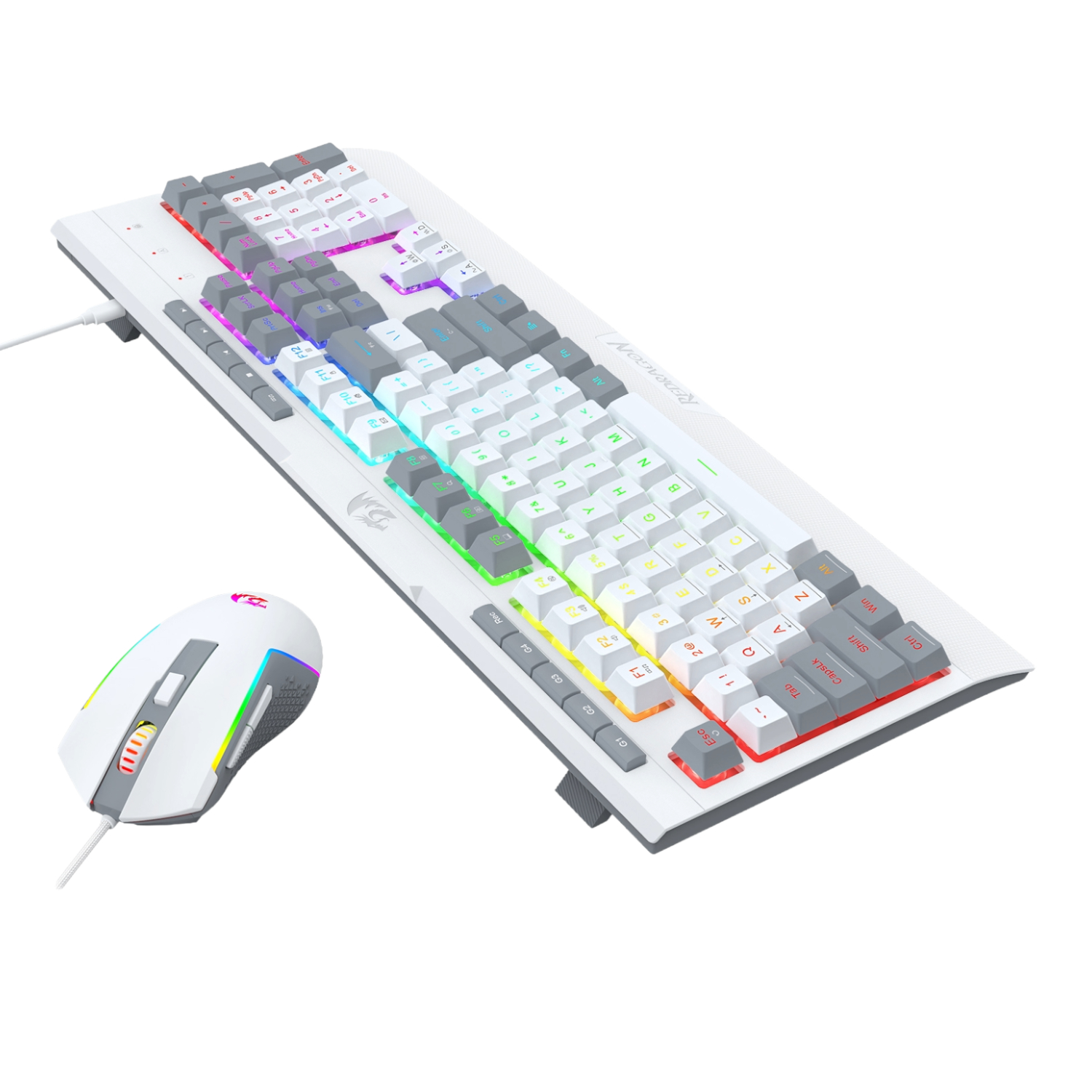 Redragon S151 Wired RGB Gaming Keyboard and Mouse Combo - White and Grey - Image 3