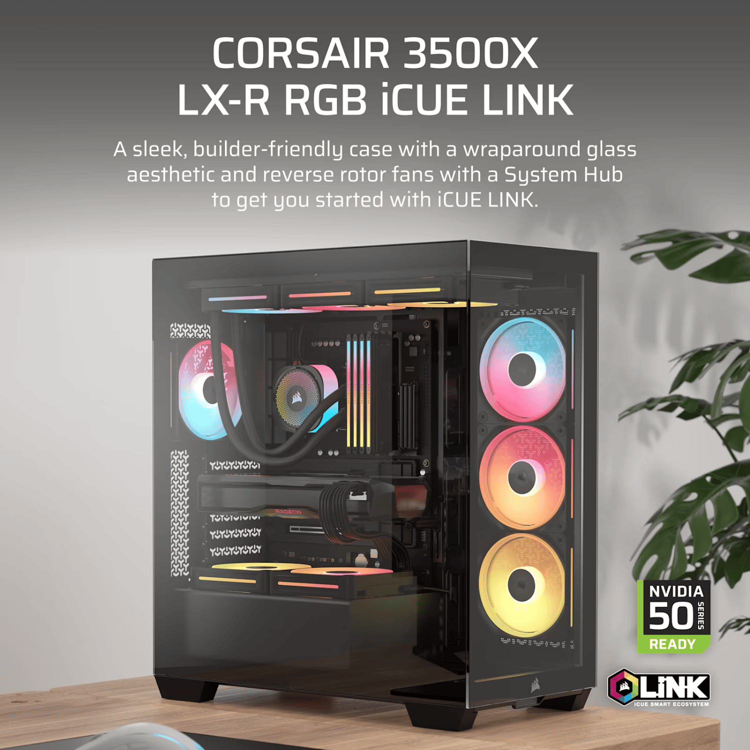 Corsair 3500X LX-R RGB iCUE LINK Mid-Tower PC Case - Black - Image 3
