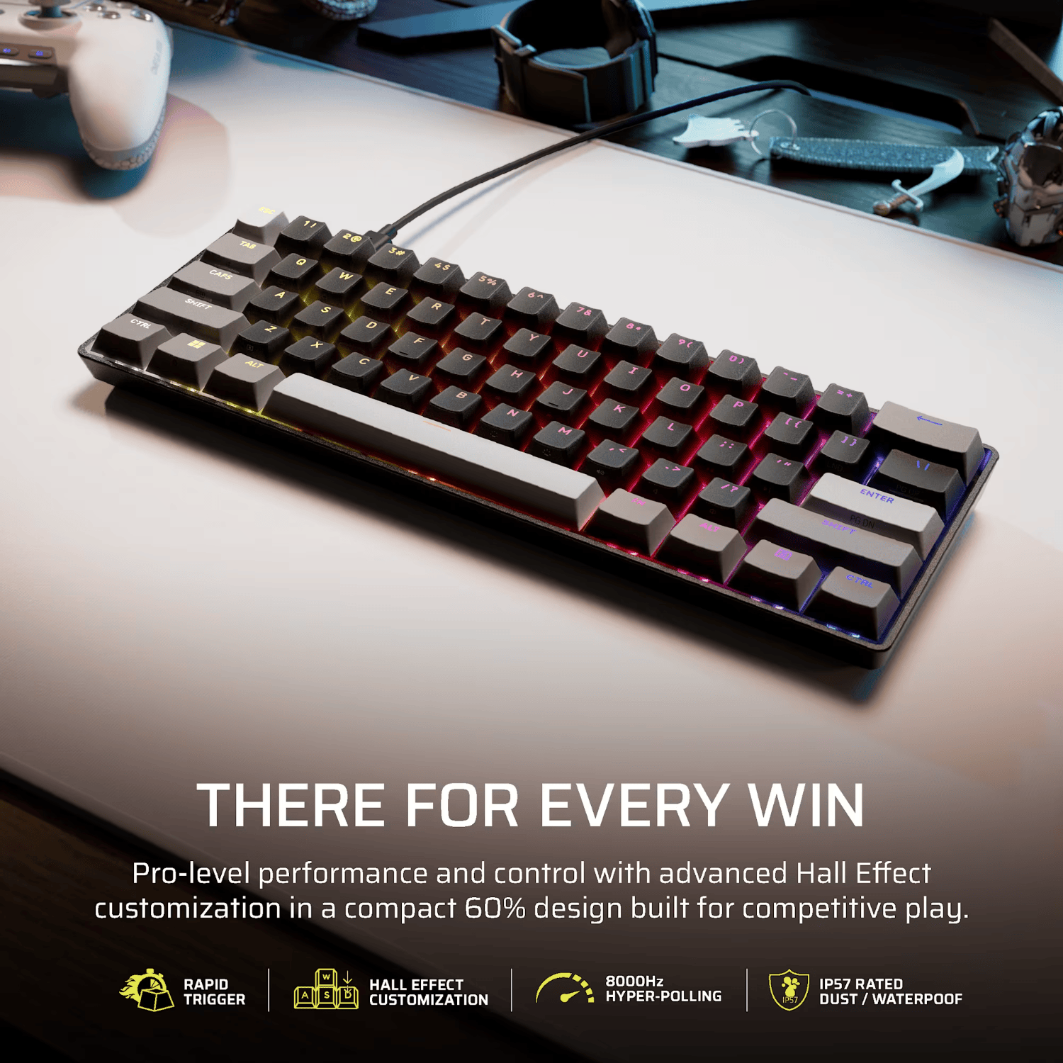 Corsair CLIPPER PRO MINI 60 Hall Effect Gaming Keyboard - Black - Image 2