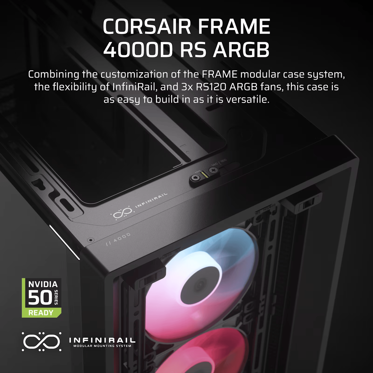 Corsair FRAME 4000D RS ARGB Modular Mid-Tower PC Case - Black - Image 3