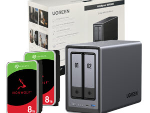 UGreen NASync DXP2800 2 Bay NAS with Seagate Ironwolf NAS 16TB SATA Hard Drive V2 Bundle (2x 8TB)